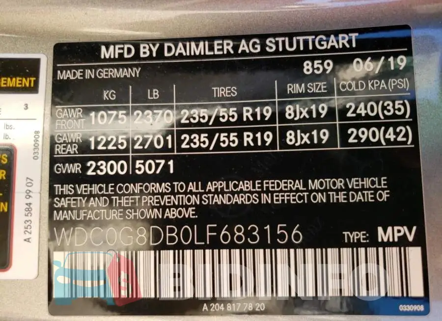 WDC0G8DB0LF683156 Photo# 13