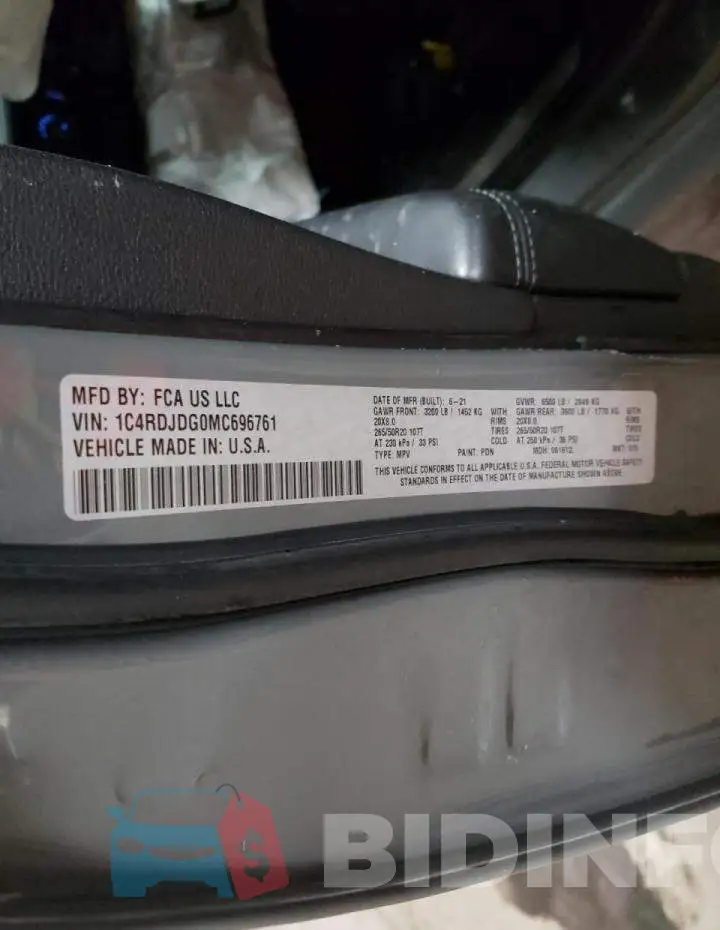 1C4RDJDG0MC696761 Photo# 13