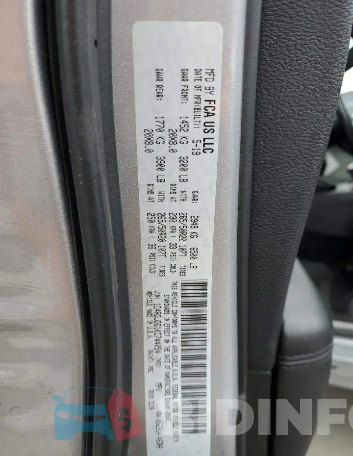 1C4RDJDG1KC744054 Photo# 13