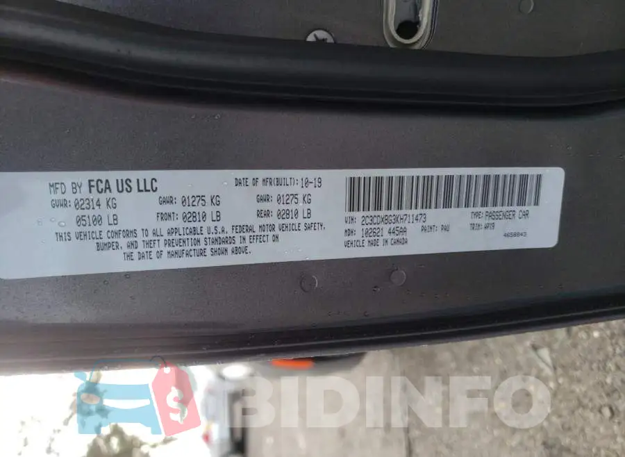 2C3CDXBG3KH711473 Photo# 10