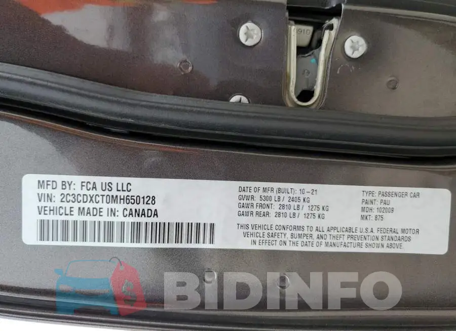 2C3CDXCT0MH650128 Photo# 12