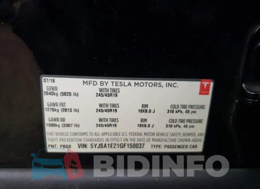 5YJSA1E21GF150037 Photo# 12