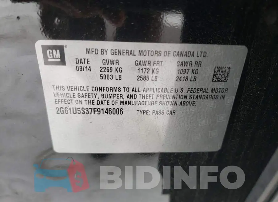 2G61U5S37F9146006 Photo# 10