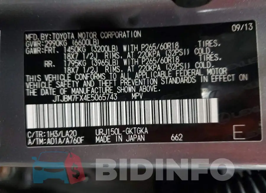 JTJBM7FX4E5065743 Photo# 13