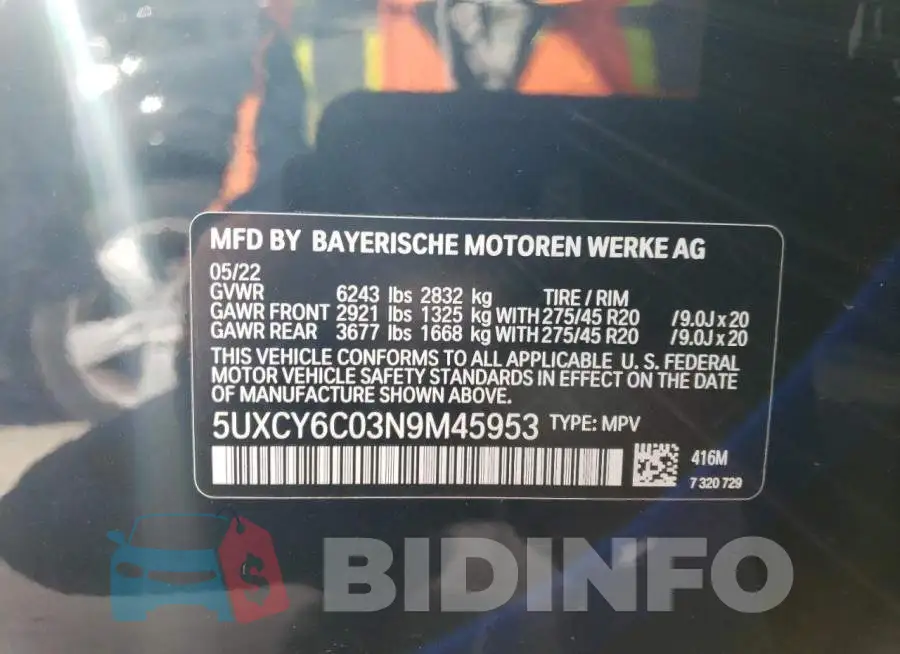 5UXCY6C03N9M45953 Photo# 12
