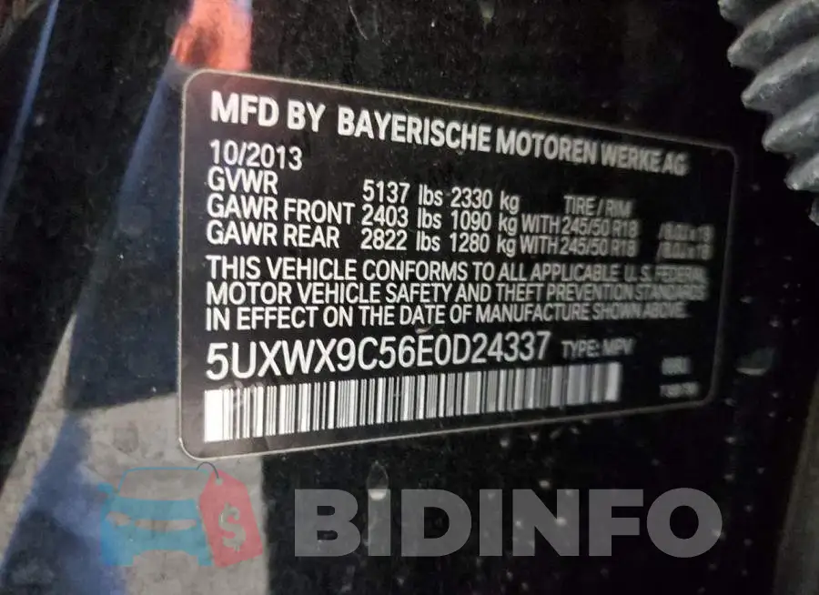 5UXWX9C56E0D24337 Photo# 13
