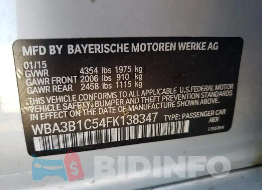 WBA3B1C54FK138347 Photo# 12