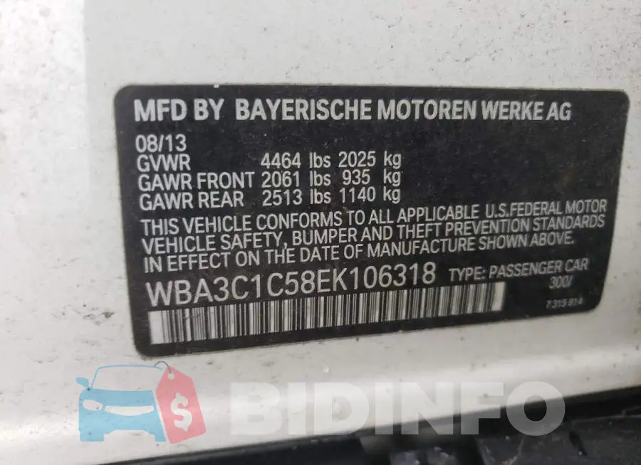 WBA3C1C58EK106318 Photo# 13