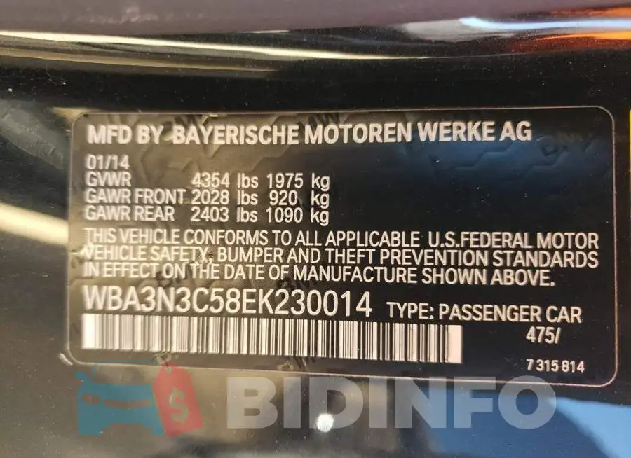 WBA3N3C58EK230014 Photo# 12