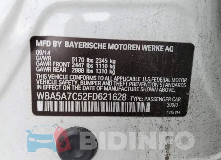 WBA5A7C52FD621628 Photo# 12