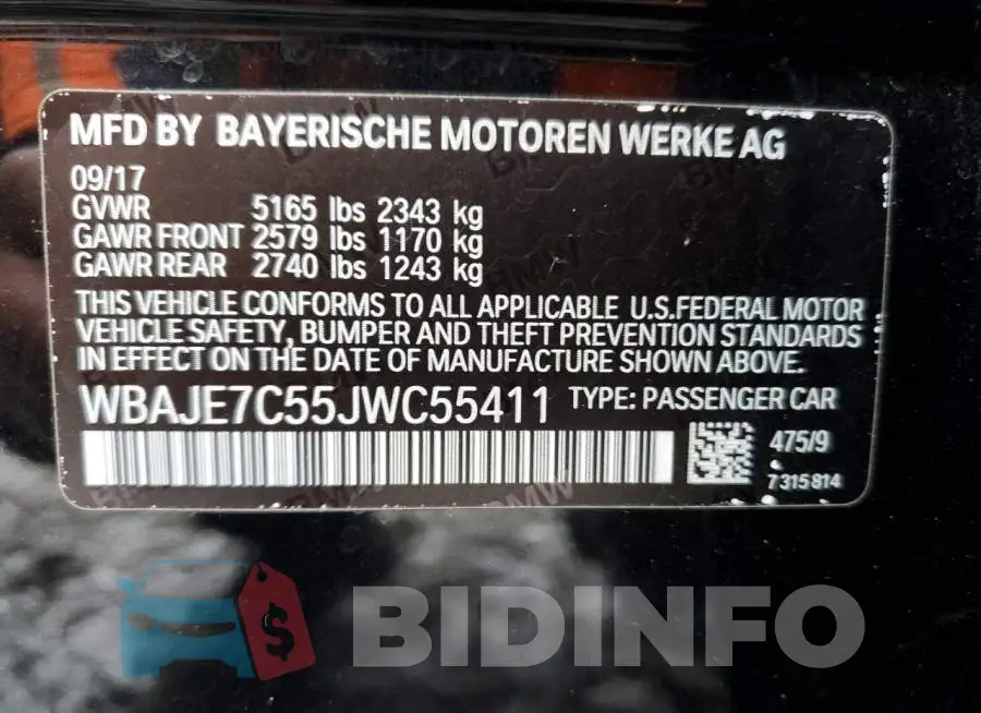 WBAJE7C55JWC55411 Photo# 12