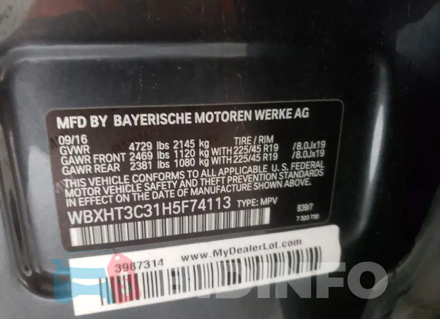 WBXHT3C31H5F74113 Photo# 13