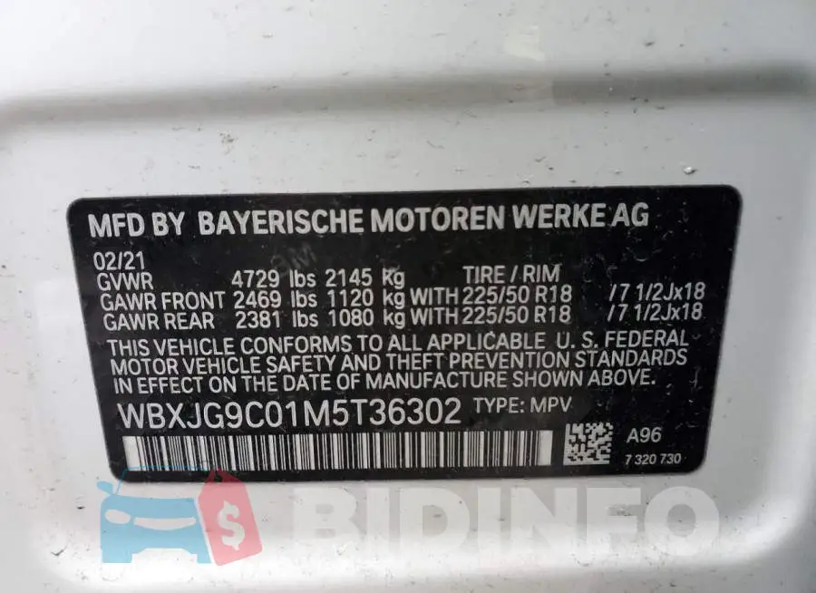 WBXJG9C01M5T36302 Photo# 12