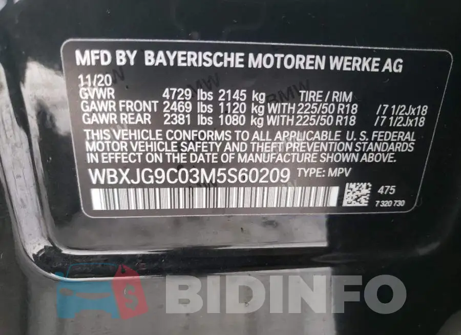 WBXJG9C03M5S60209 Photo# 12
