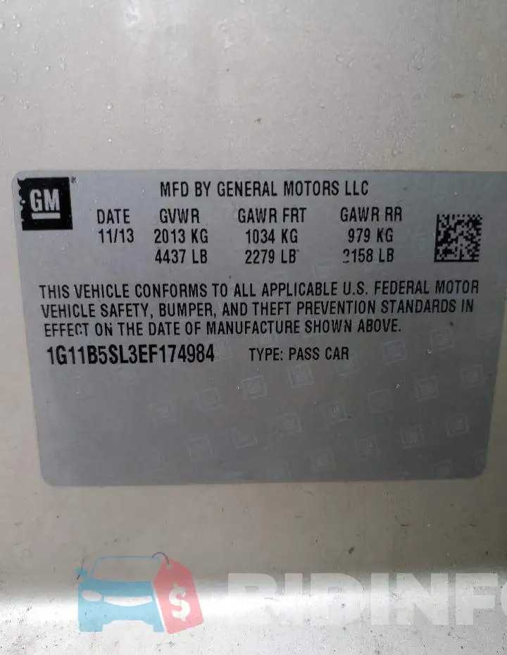 1G11B5SL3EF174984 Photo# 12