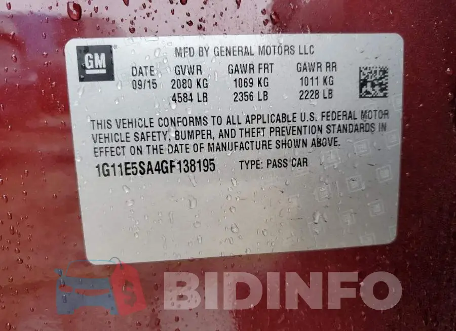 1G11E5SA4GF138195 Photo# 13