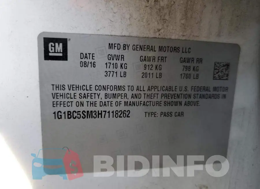 1G1BC5SM3H7118262 Photo# 12