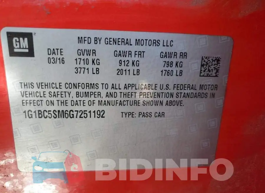 1G1BC5SM6G7251192 Photo# 12