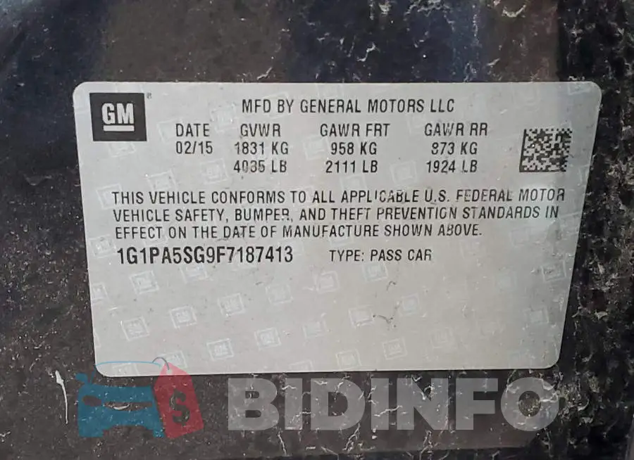 1G1PA5SG9F7187413 Photo# 12