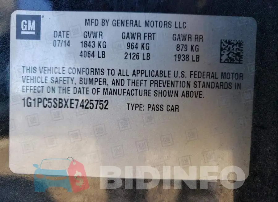 1G1PC5SBXE7425752 Photo# 12