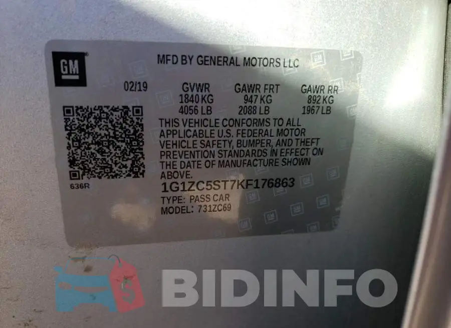 1G1ZC5ST7KF176863 Photo# 12