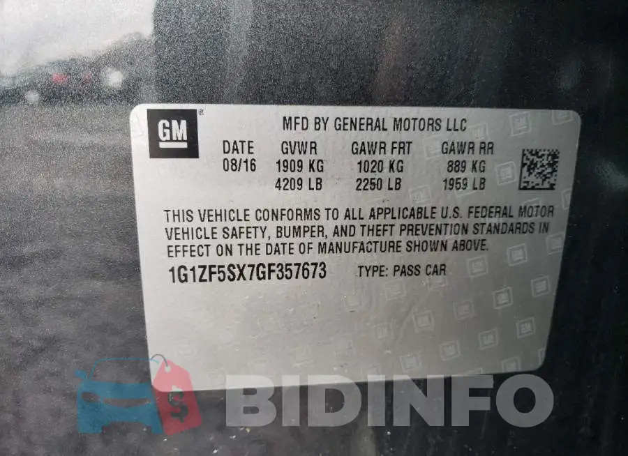 1G1ZF5SX7GF357673 Photo# 12