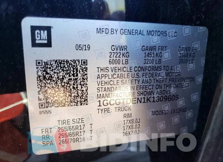 1GCGTDEN1K1309605 Photo# 10