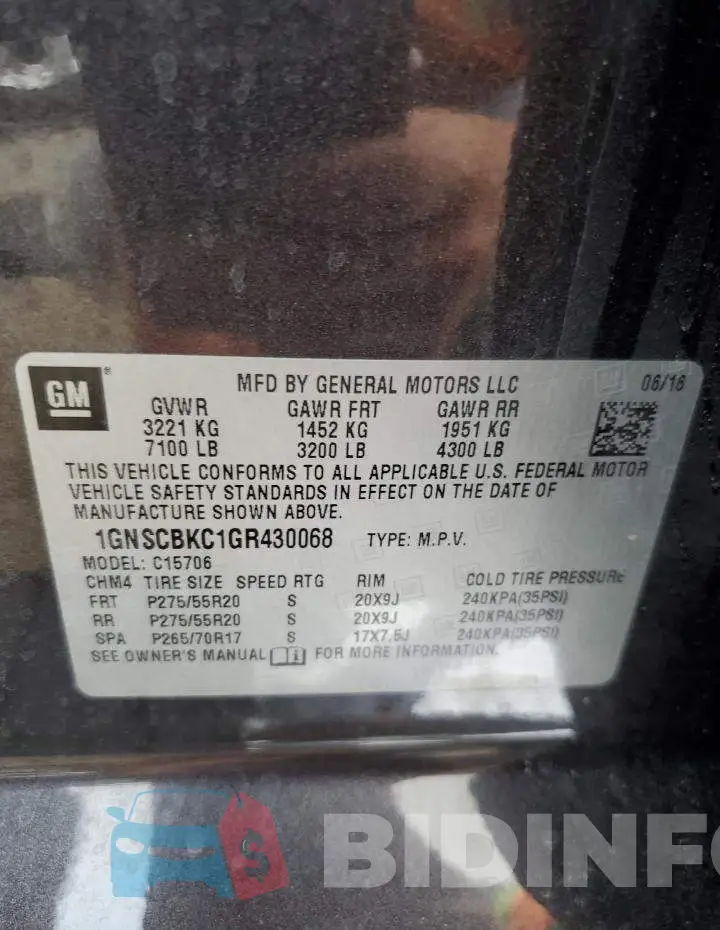 1GNSCBKC1GR430068 Photo# 10