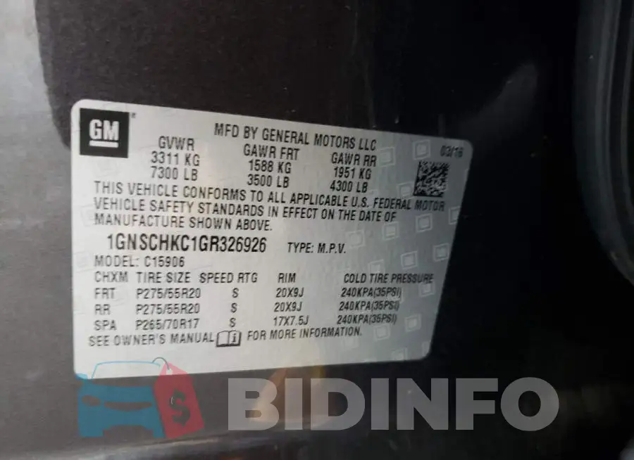 1GNSCHKC1GR326926 Photo# 13