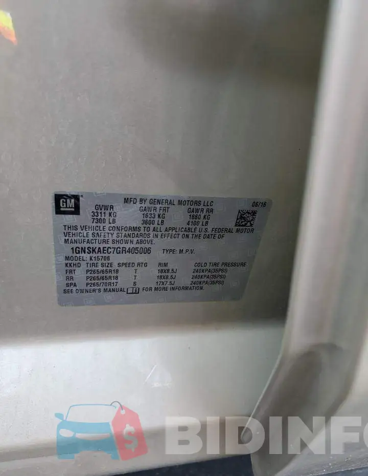 1GNSKAEC7GR405006 Photo# 13