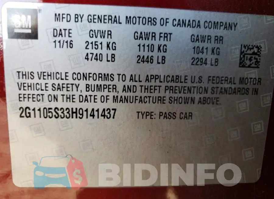 2G1105S33H9141437 Photo# 12