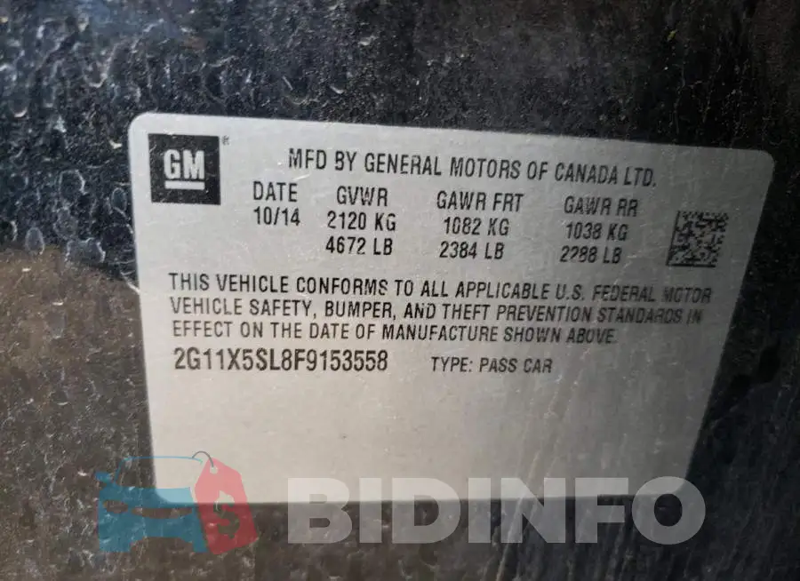 2G11X5SL8F9153558 Photo# 12