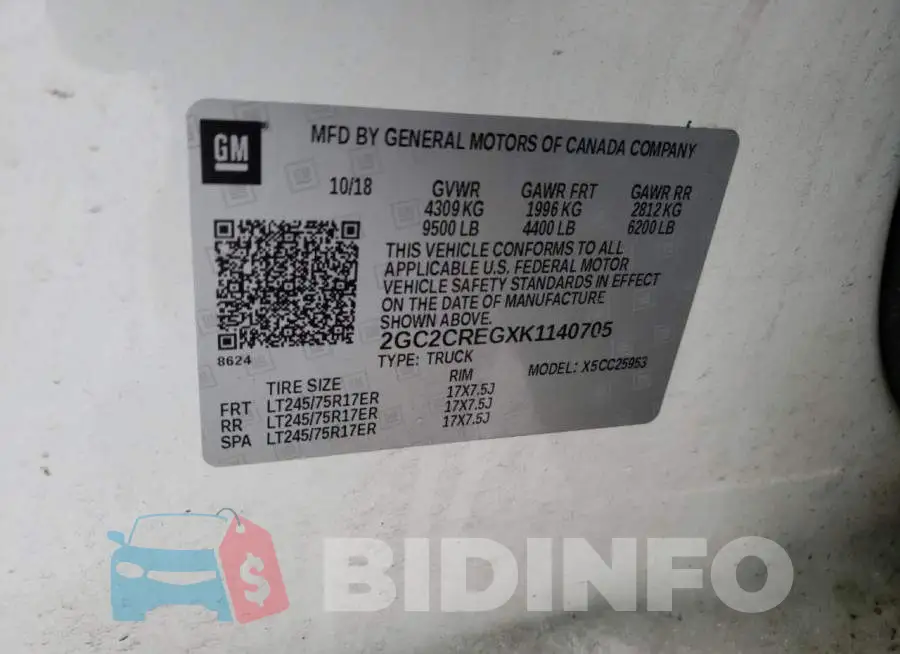 2GC2CREGXK1140705 Photo# 12