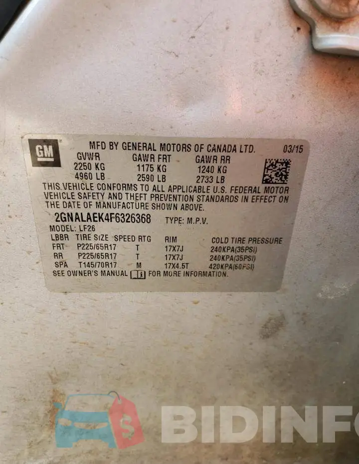 2GNALAEK4F6326368 Photo# 13