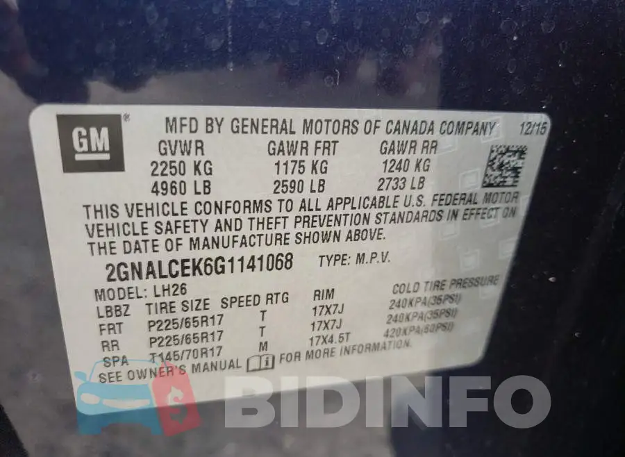 2GNALCEK6G1141068 Photo# 10