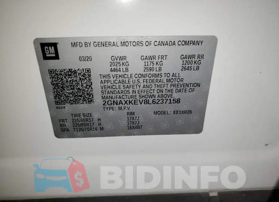 2GNAXKEV8L6237158 Photo# 12