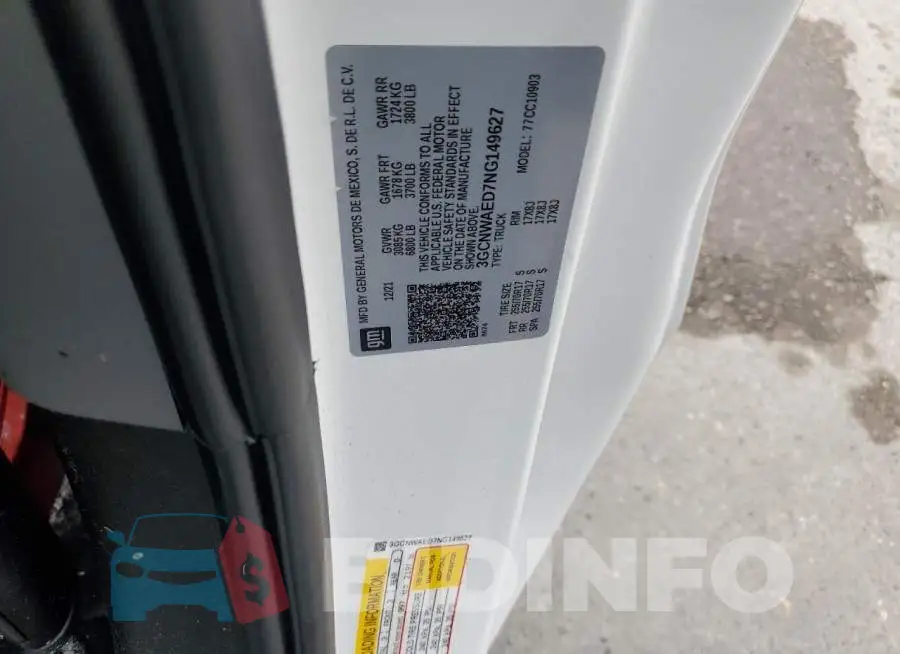 3GCNWAED7NG149627 Photo# 12