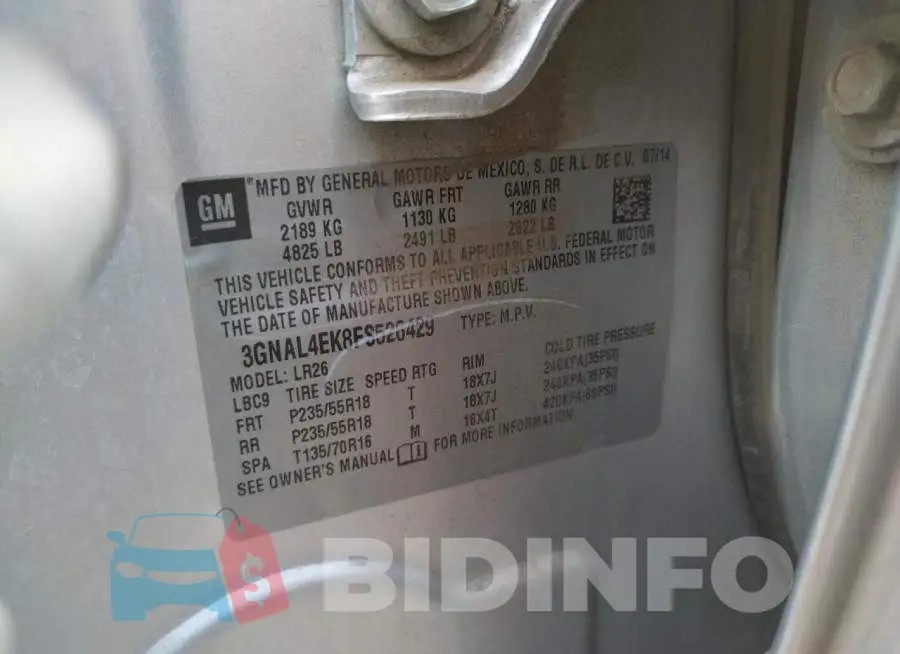 3GNAL4EK8FS526429 Photo# 13