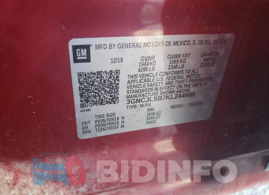 3GNCJLSB7KL244980 Photo# 12