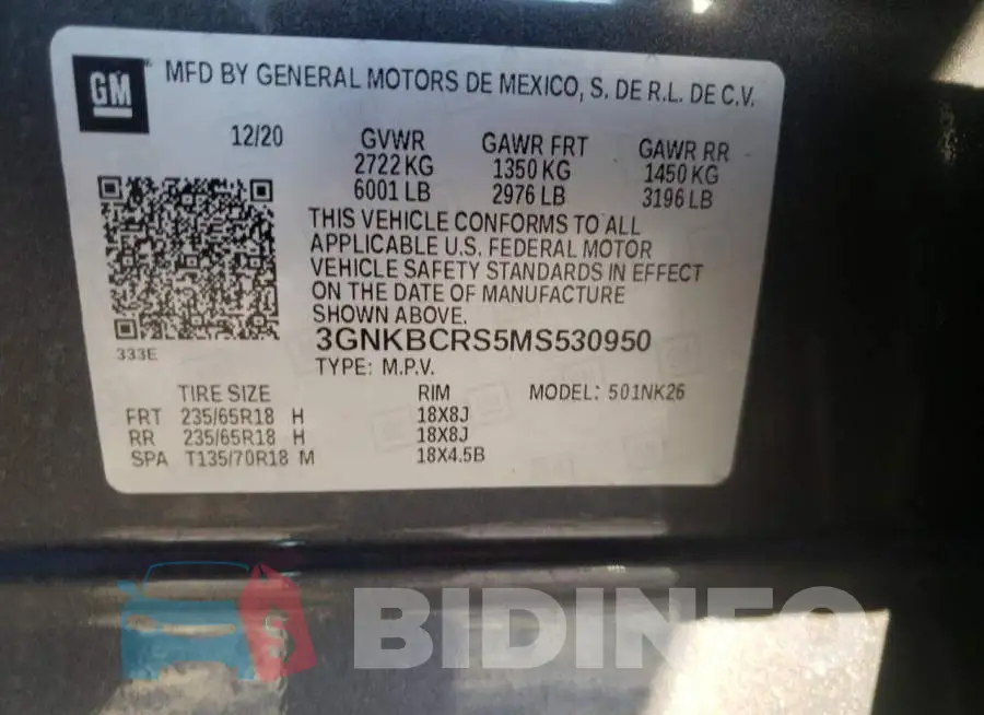 3GNKBCRS5MS530950 Photo# 14