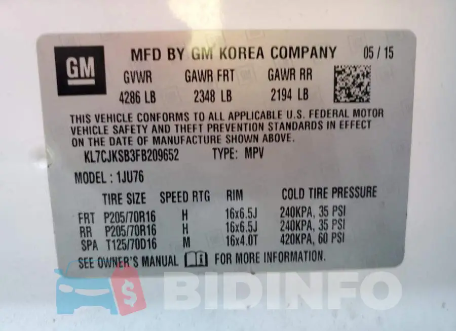 KL7CJKSB3FB209652 Photo# 13