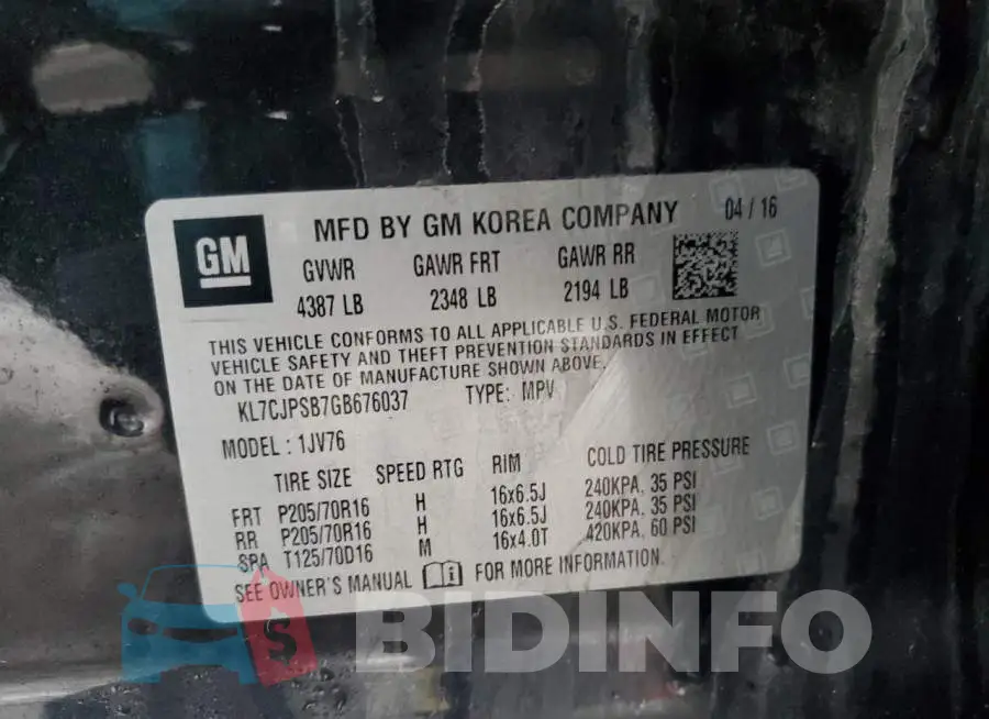 KL7CJPSB7GB676037 Photo# 13