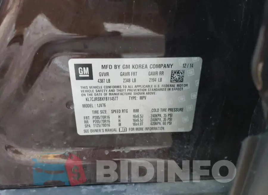KL7CJRSBXFB114577 Photo# 13