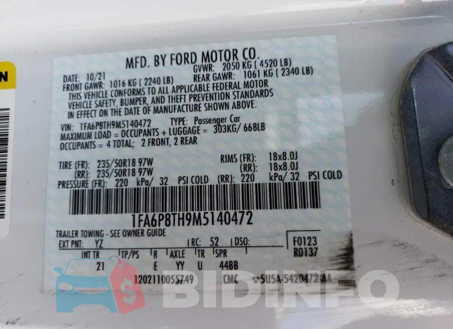 1FA6P8TH9M5140472 Photo# 12