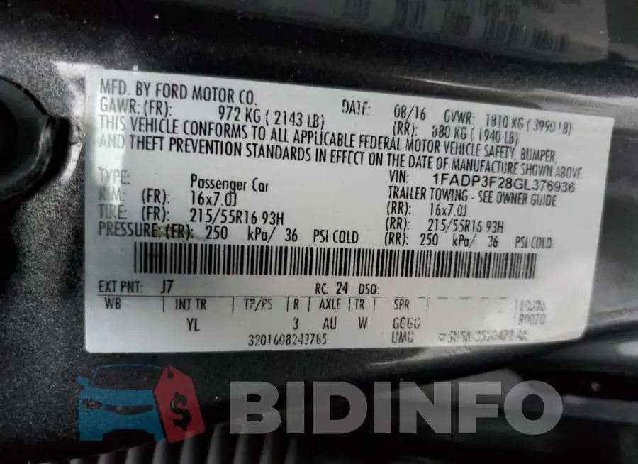 1FADP3F28GL376936 Photo# 12