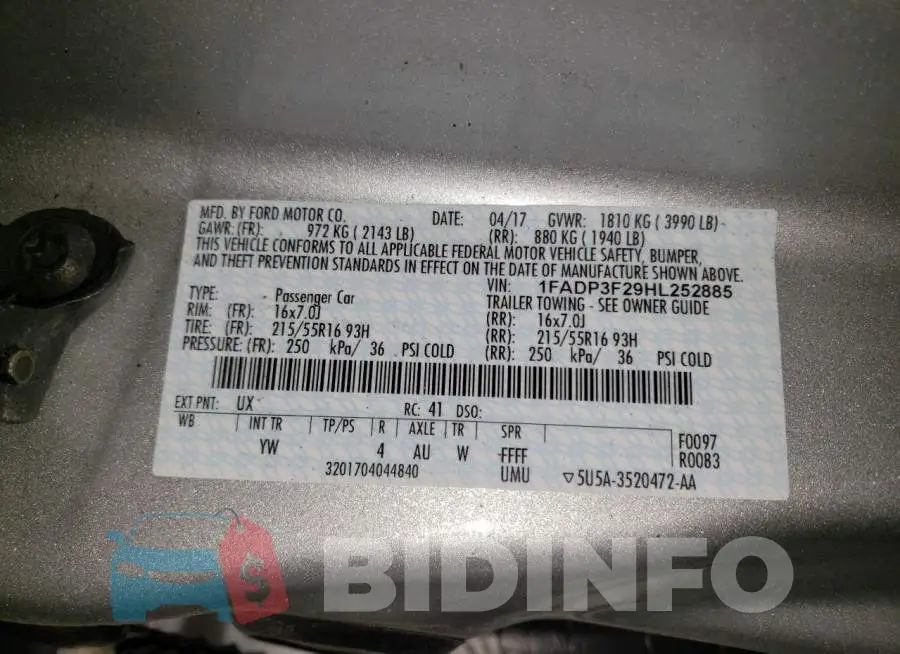 1FADP3F29HL252885 Photo# 12