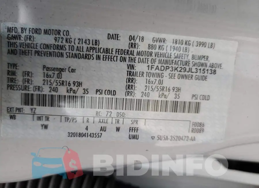 1FADP3K29JL315138 Photo# 13