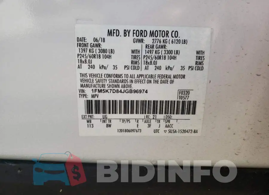 1FM5K7D84JGB96974 Photo# 13