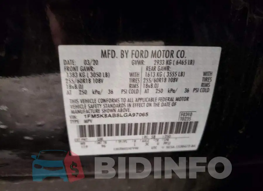 1FM5K8AB8LGA97065 Photo# 12