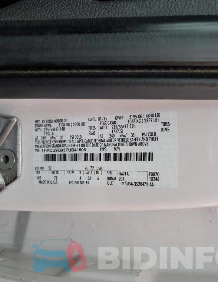 1FMCU9G95FUB41606 Photo# 12